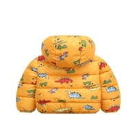 Bomotoo dječji debeli puffer kaput životinjski print lagan kardigan zima sa džepovima sa kapuljačom na vratu od žutog