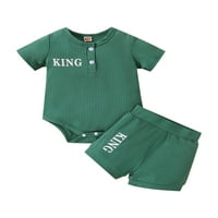 Newbornorođene dječačke dječake casual odijelo s kratkim rukavima pismu ispisane rubnice + kratke hlače Set odjeće