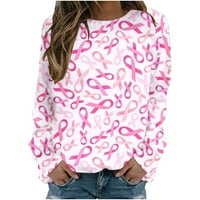 Ženska trendi ružičasta vrpca preživela košulje za čišćenje labavog fit dugih rukava pulover Podrška