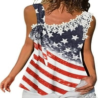 Dabuliu 4th jul tenkovi za žene Loase American Flags Funny Crewneck majica bez rukava patriotski spomen