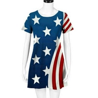 Lovskoo Ženske dame 4. jula vrhovi američke zastave zvijezde Top sunčeve haljine ljetne vintage casual