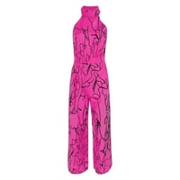 Dressy JumpSuitsi za žene Print Long Džepne remene za reputiranje Lose Ramper Pink XXL