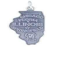 Sterling Silver 18 Bo lanac Illinois State Privjesak ogrlica
