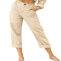 Paille ženske hlače obrežene dno dno palaznjo pantske vrećice ljetne pantalone marelica m