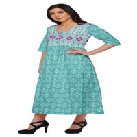 Moomaya tiskane haljine s rukavima za žene indijska odjeća duga tunika