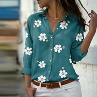 Vintage Womens Moderan labavi cvjetni ispisani gumb Dugi rukav bluza Ležerne prilike