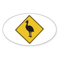 Cafepress - Pažnja Cassowaries, Australia ovalna naljepnica - naljepnica