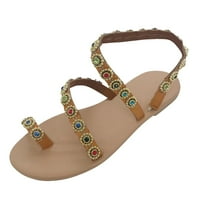 Ženski romantični rimski stil Izvrsna obojena dijamantska klizalica s ravnim sandalima casual papuče vjenčani plažni cipele