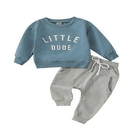 Toddler Baby Boy Discrets Pismo Ispis Crewneck Duks Top dugačke hlače Jesen Set outfits