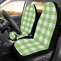 Set autohtovih prekrivača za sjedalo Green Checkered Universal Auto Front Seats Zaštitni za auto, suv limuzina, kamion