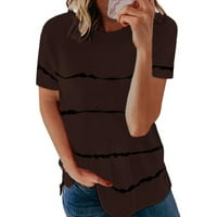 Ženske bluze Grafički teže labavi rukav trak na vrhu kratke majice Okrugli vrat Modna majica Ispis ženska ženska bluza dukserica za žene kafa 3xl