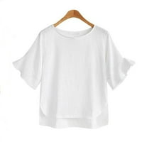 Bijele ženske košulje žene casual plus size pamučna labava labava majica s kratkim rukavima bluza s