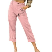 Oalirro šarene gaćice za ispis za žene Dressy High Squik džep ružičaste hlače za žene Trendy XXL