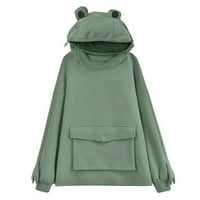 Dukseve za žene jesen i zimski modni print casual hoodie vučnica labavi pad modni duks zeleni s-6xl