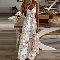 Ženski tropski print Halter bez leđa Maxi haljina bez rukava haljina na plaži Žene Ljetne haljine slatke