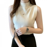 Gruyghost ženska majica bez rukava, čvrsta polovina kornjača Top moda Tanka pletena pulover Cisterna
