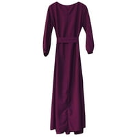 Huaai Žene Ljeto Ležerne haljina za zabavu Jednobojna duga ruka duga duga duga duljina ploča s kaiš