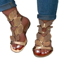 Fangasis dame Žene Leptir Rhinestone Gladijatorske ravne ljetne sjajne sandale cipele