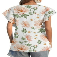 Prednjeg swall-a za žene za žene Ljetne majice kratkih rukava vrhova ruffled chiffon tunika T-majica
