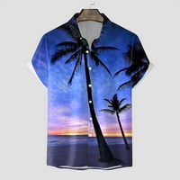 Muškarci Ljetni modni košulju uz more Plaža Odštampana majica Elegant gumba TOP bluza Casual Top Men