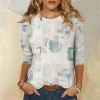 Ljetne ženske bluzene bluze s rukavima Slatke ženske plus košulje posada Beige XXL