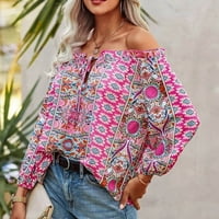 Ženski rukav sa ramena Bohemia cvjetna čipka up casual bluza vrhovi labavi FIT dame trendy majica