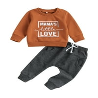 Nituyy Toddler Baby Boy Pad Outfits Pismo Ispis Crew Crt Duge rukave Dukseri s hlačama Novorođena zimska