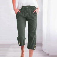 Smihono Moda Žene Ležerne prilike elastične labave hlače Ravne široke pantalone za noge sa džepom Ženske