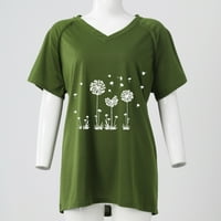 Ženski vrhovi V-izrez Ženska bluza Ležerne prilike Cvjetne majice Skraćeno ljeto zelene s