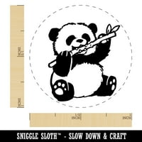 Baby Panda medvjed jedeo bambusovu samontaunciju gumenog mastila za mastilo - ljubičasta tinta - srednja