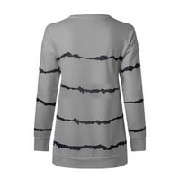 Ženska casual kontrastna boja dugih rukava Top pulover sivi xxxxl