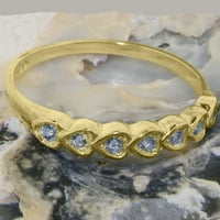 Britanci napravio 9k žuto zlatni prirodni akvamarinski ženski prsten - Veličine opcije - veličina 6.5