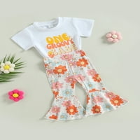 Djevojke za dijete Ljetne odjeće postavlja bijela slova s ​​kratkim rukavima, tiskane vrhove + cvjetne