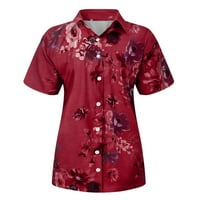 Bluze za žene Dressy Casual Short Short COLLARSK košulje Summer Cvjetni blusi Poslovni vrhovi, plus