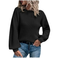 Pad džemperi za žene plus veličine modne čvrste boje dugih rukava polica okrugli vrat casual džemper