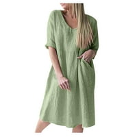 Haljine za žene Srednja dužina A-line kratki rukav Ležerni s V-izrezom Sletna haljina zelena 2xl