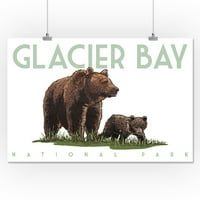 Glacier Bay Nacionalni park, Aljaska - Grizzly Medvjedi - Artwer za prešanje sa fenjerom
