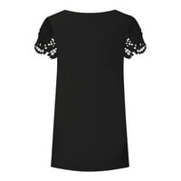 Ženski vrhovi ženske modne casual labav V-izrez otisnuta majica kratkih rukava TOP Black M