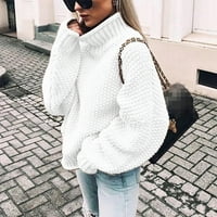 HGW džemper za žene sa ramena džemper casual pleteni pulover s dugim rukavima bijeli xxl
