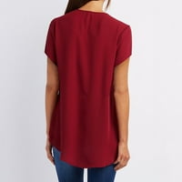 Ženski vrhovi i bluze crvene žene Ležerne prilike majica Majica V VACT patentni patentni majica Bluza