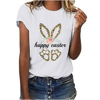 Jeashchat Uskršnje košulje za žene zečice zečje jajete za žene Crewneck Uskrsni ispis majice Modne udobne