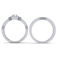 DazzlingRock kolekcija 0. Carat 10k okrugli bijeli i plavi dijamantski ženski rušni prsten za mladenke