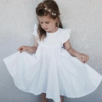 Djevojčice toddlera oblače čvrste boje posade za leteće rukave ruff haljina za djevojčice veličine 110;