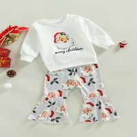 Bagilaanoe Toddler Baby Girgin Božićne odjeće Santa Bull Print Dugi rukav Tors + pantalone 3T 4T Dječja