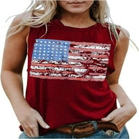 Dabuliu 4. srpnja vrhovi tenka Žene Loose USA zastava trendy okrugli izrez majica bez rukava patriotsko-dnevna