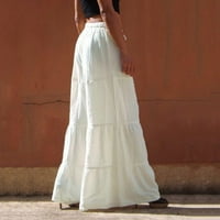 Odobrenje modne žene labave boje, casual na širokim hlačama na širokim pamučnim pantalonama bijelih