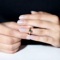 Prirodni crni Opal Prsten za pasijan za žene - oktobar Rođenje prsten, 14k žuto zlato, US 9,50