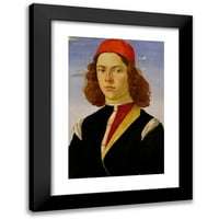 Sandro Botticelli crni moderni uokvireni muzej umjetničko otisak pod nazivom - portret mladića