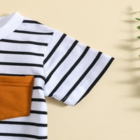 Century Newborn Baby Boys Ljeto odijelo Kratki rukav Striped Džepne džepove T-majica Tors Shorts Set