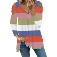 Thirts majice za žene grafička bluza za ženske ležerne ljetne vrhove cvjetni dugi rukav o vratu majicu